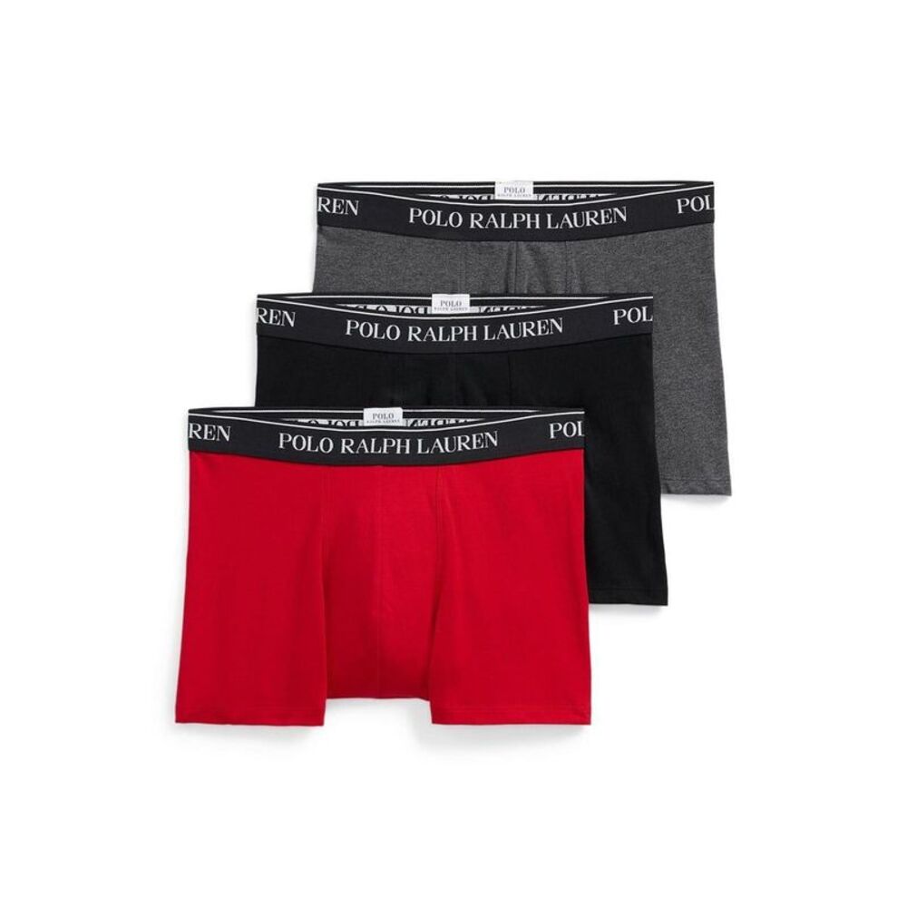 Ralph Lauren Mens Boxer Shorts (Pack of 3) / Black/Heather Grey/Red Marl